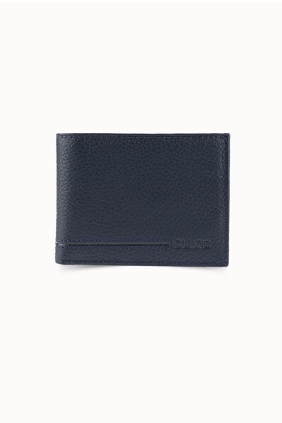 Guard - Guard Coin Pitted Navy Blue Genuine Leather Horizontal Men's Wallet
