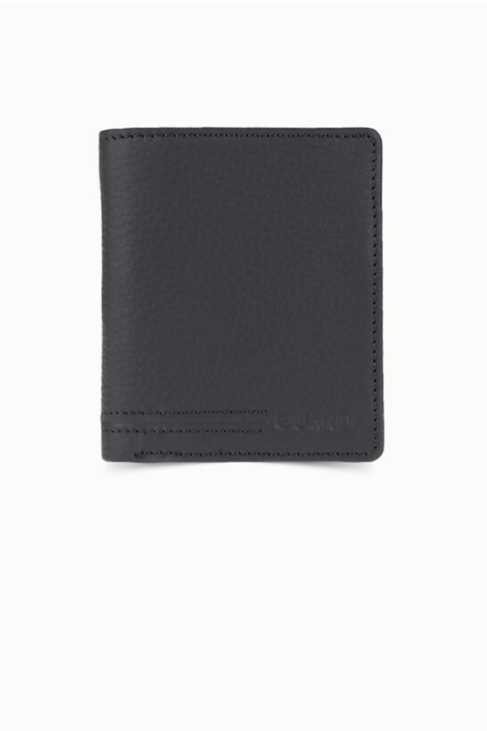 Guard Matte Black Leather Men's Wallet with Coin Entry