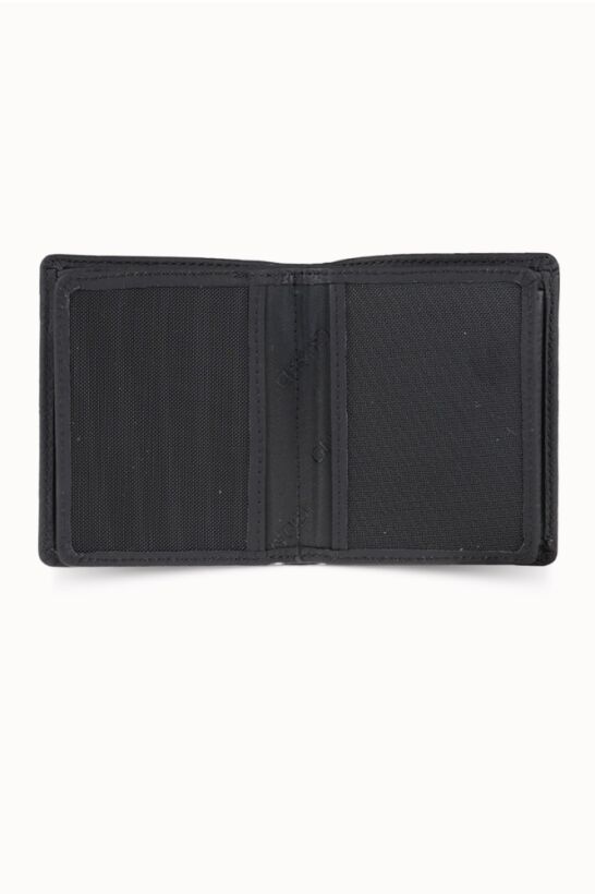 Guard Matte Black Leather Men's Wallet with Coin Entry