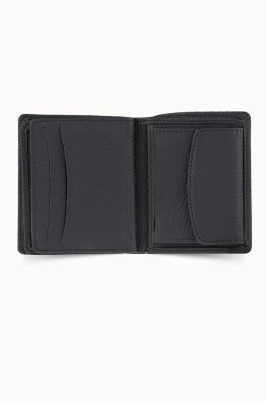 Guard Matte Black Leather Men's Wallet with Coin Entry