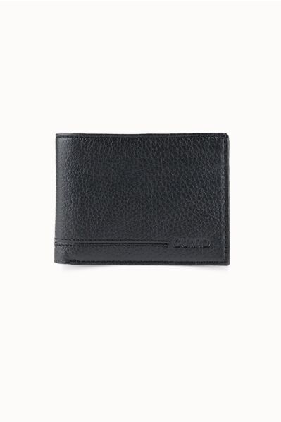Guard - Guard Coin Pitted Black Genuine Leather Horizontal Men's Wallet