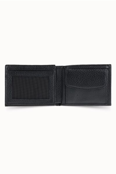 Guard - Guard Coin Pitted Black Genuine Leather Horizontal Men's Wallet (1)