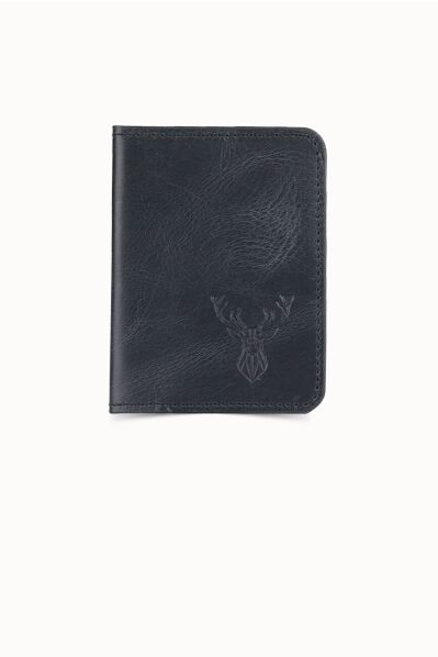 Guard - Guard Deer Printed Antique Black Leather Card Holder
