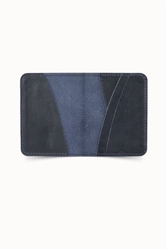 Guard Deer Printed Antique Navy Blue Leather Card Holder