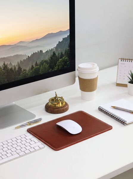 Guard - Guard Dikiş Detaylı Antik Taba Deri Mouse Pad 26 x 20