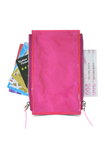 Guard - Guard Double Zippered Transparent Pink Horizontal Wallet