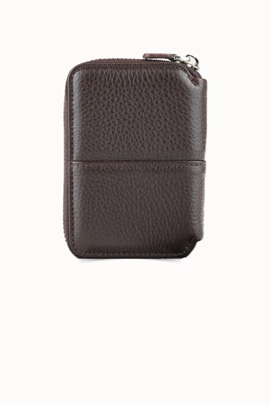 Guard Fermuarlı Kahve Deri Cüzdan