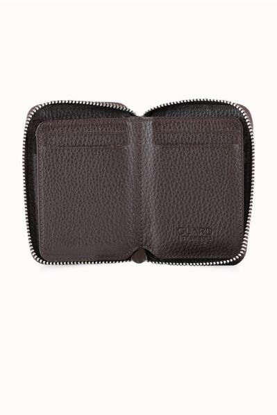 Guard Fermuarlı Kahve Deri Cüzdan - Thumbnail