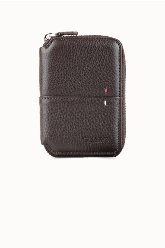 Guard Fermuarlı Kahve Deri Cüzdan