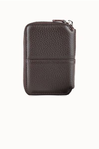 Guard Fermuarlı Kahve Deri Cüzdan - Thumbnail