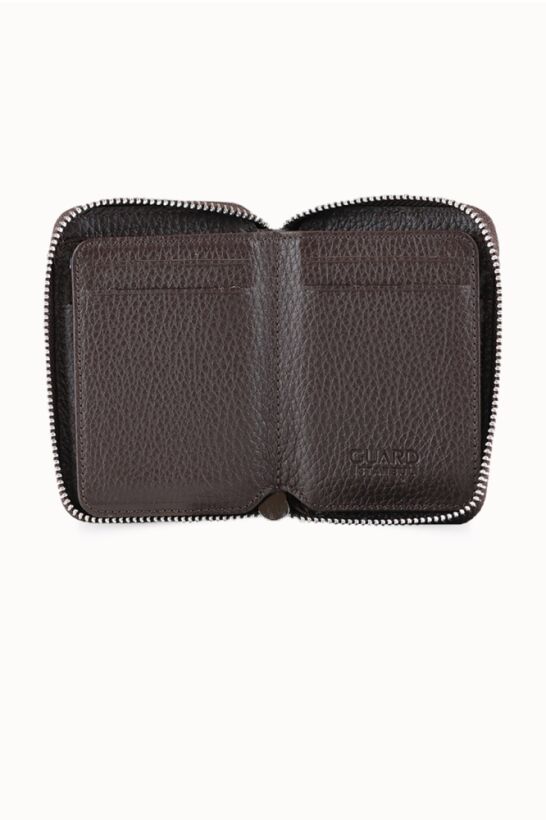 Guard Fermuarlı Kahve Deri Cüzdan