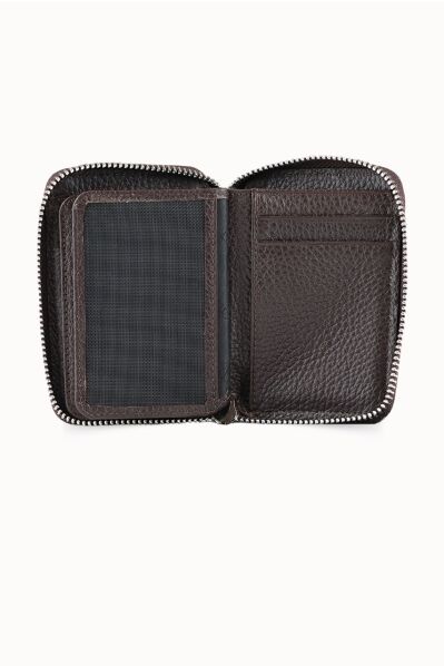 Guard Fermuarlı Kahve Deri Cüzdan - Thumbnail