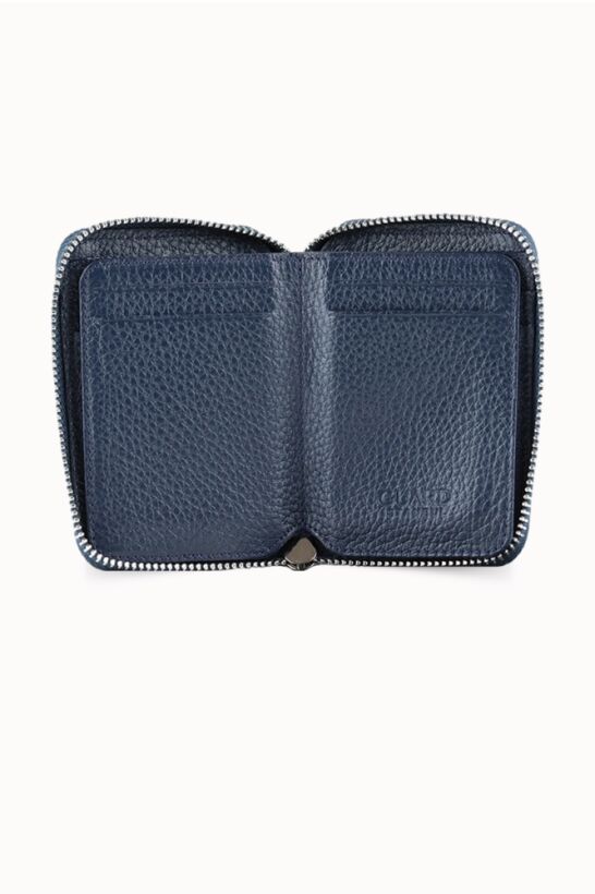 Guard Fermuarlı Lacivert Deri Mini Cüzdan