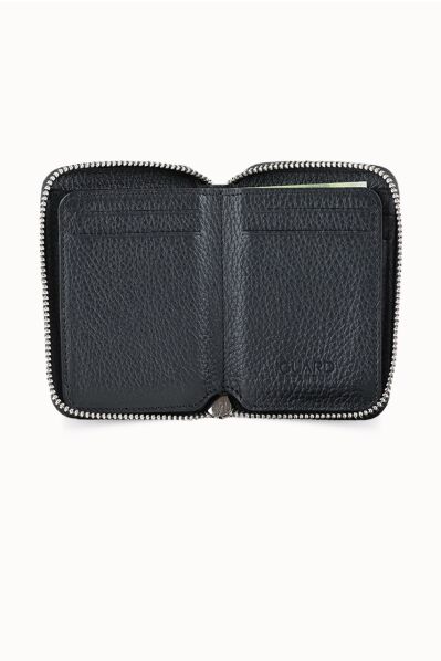 Guard Fermuarlı Siyah Deri Mini Cüzdan - Thumbnail