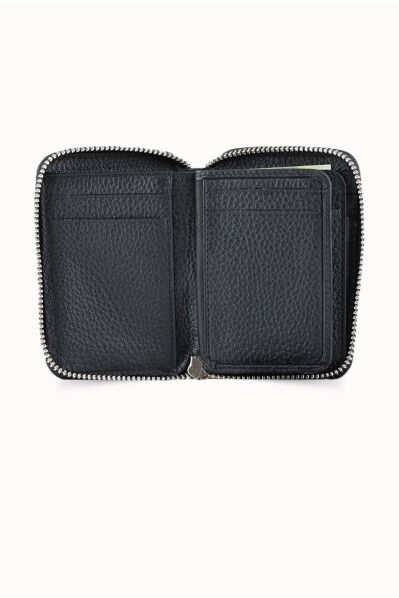 Guard Fermuarlı Siyah Deri Mini Cüzdan - Thumbnail