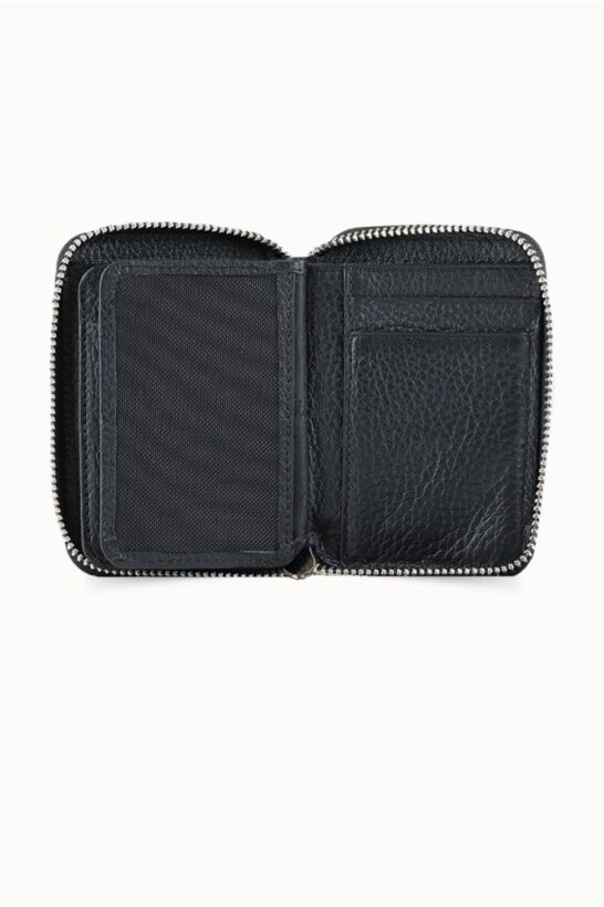 Guard Fermuarlı Siyah Deri Mini Cüzdan