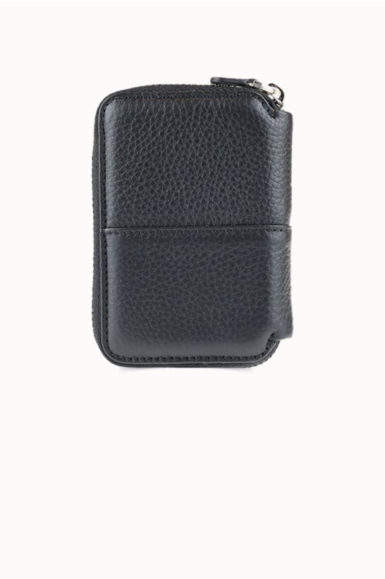 Guard Fermuarlı Siyah Deri Mini Cüzdan