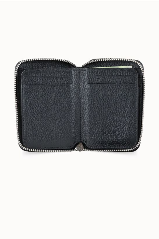 Guard Fermuarlı Siyah Deri Mini Cüzdan