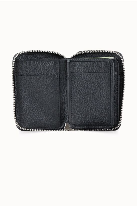 Guard Fermuarlı Siyah Deri Mini Cüzdan