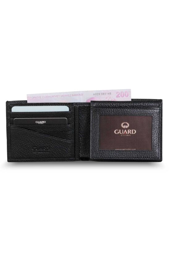 Guard Glossy Black Horizontal Leather Men's Wallet