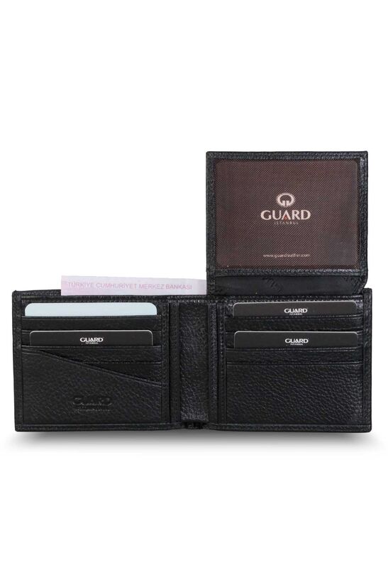 Guard Glossy Black Horizontal Leather Men's Wallet