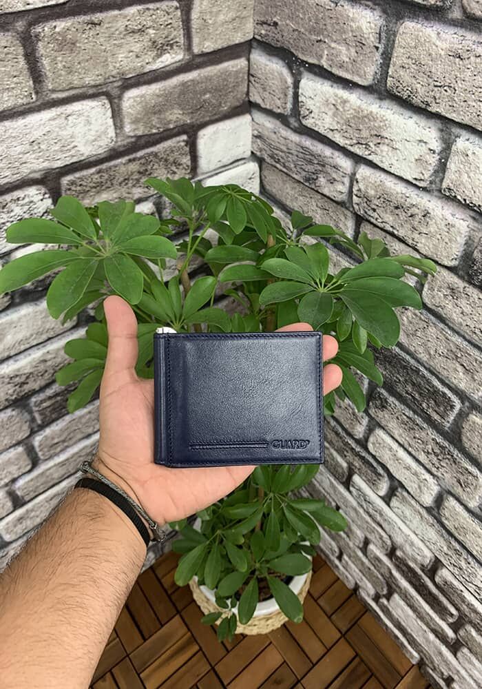 Hakiki Deri Lacivert/Bordo Klipsli Kartlık (T1110)
