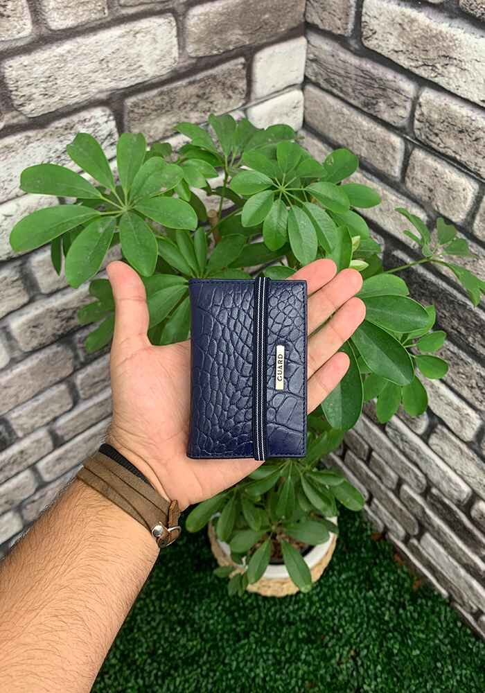 Derije Hakiki Deri Lacivert Kroko Desenli Lastikli Spor Kartlık (T1053)