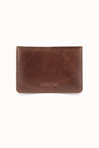 Guard - Guard Magnetic Small Size Antique Brown Leather Card/Business Card Holder