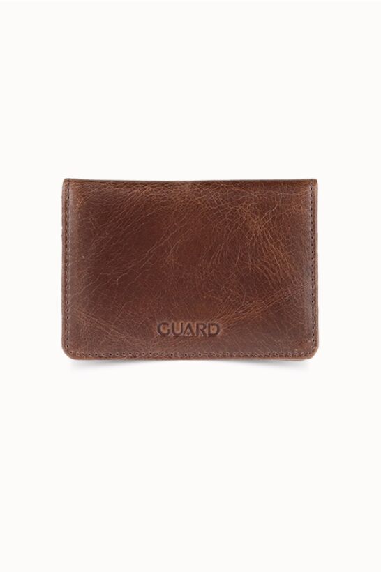 Guard Magnetic Small Size Antique Brown Leather Card/Business Card Holder