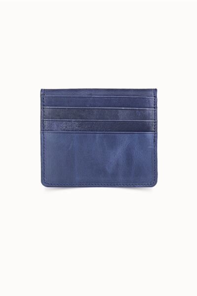 Guard - Guard Antique Navy Blue Paste Design Leather Card Holder (1)