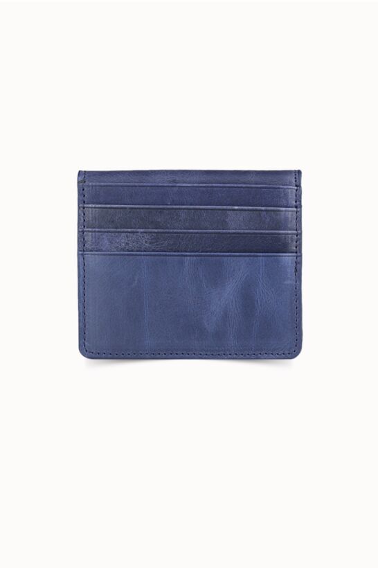 Guard Antique Navy Blue Paste Design Leather Card Holder