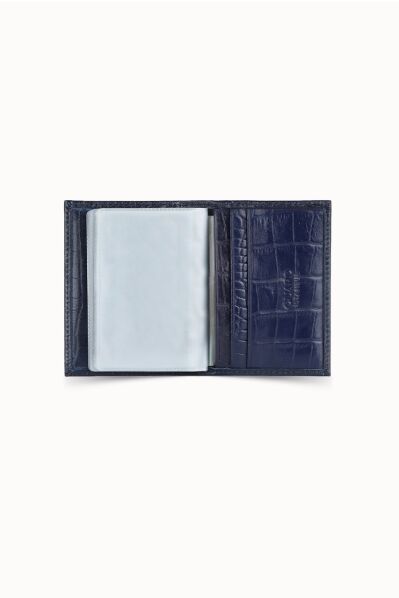 Guard Navy Blue Croco Patterned Elastic Sport Card Holder - Thumbnail