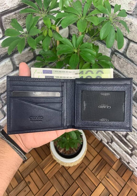 Guard Navy Blue Horizontal Leather Men's Wallet