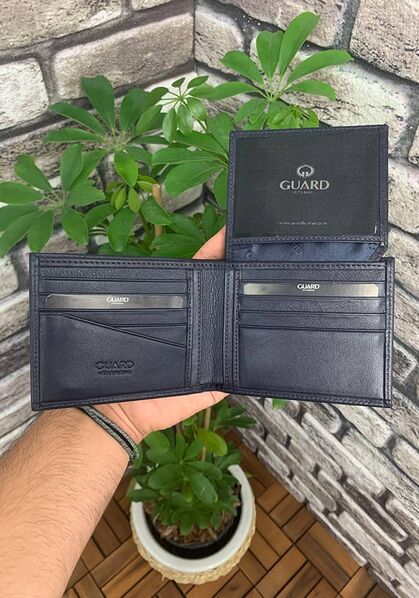 Guard Navy Blue Horizontal Leather Men's Wallet - Thumbnail