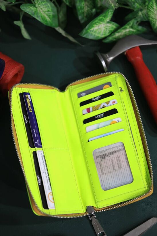 Guard Neon Yellow Leather Women's Wallet