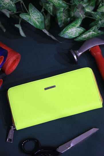 Guard - Guard Neon Yellow Leather Women's Wallet