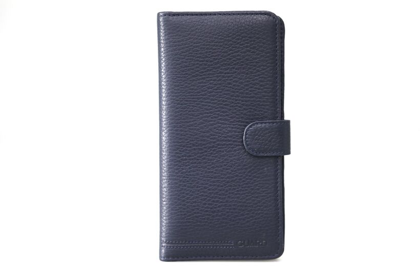 Guard Covered Leather Hand Portfolio with Telephone Entry- Navy Blue
