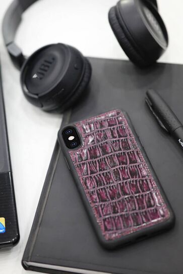 Guard - Guard Purple Croco Patterned Leather iPhone X / XS Case