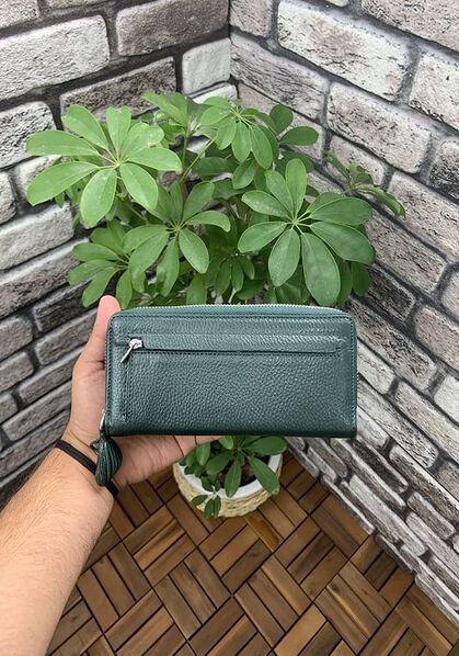 Guard Green Zipper and Leather Pleated Hand Portfolio - Thumbnail