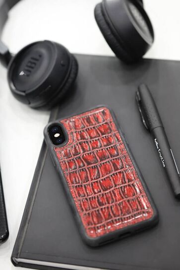 Guard - Guard Red Croco Pattern Leather iPhone X / XS Case