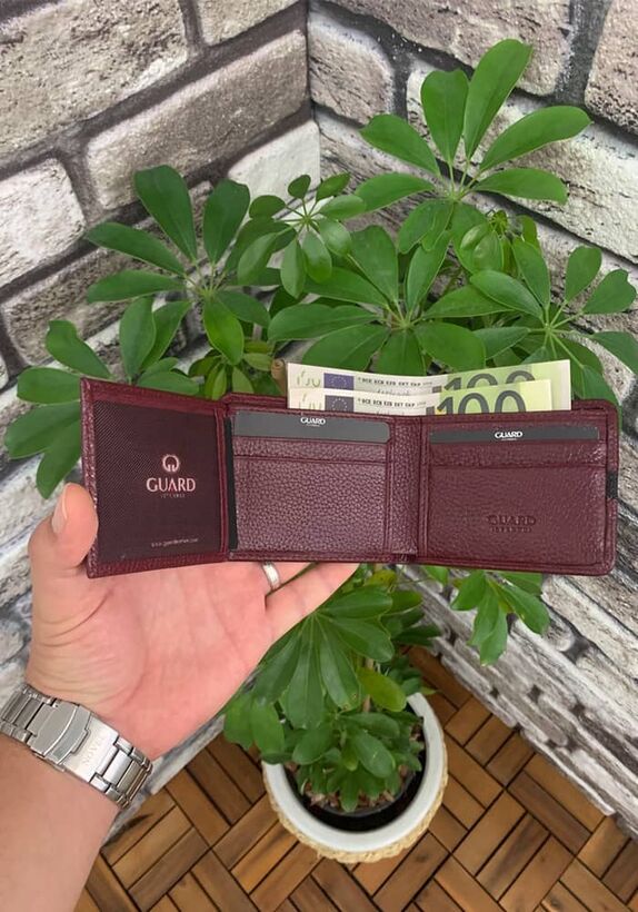 Guard Bordo Spor Şeritli Deri Erkek Cüzdanı