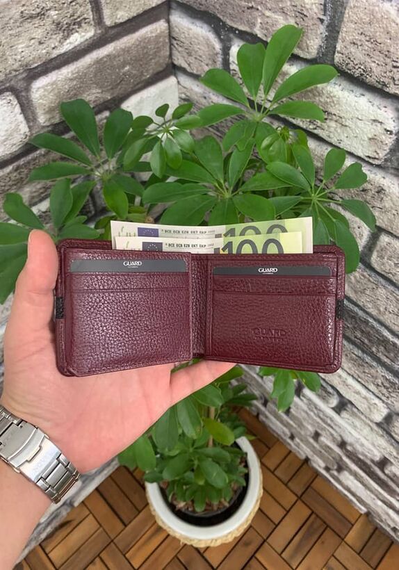 Guard Bordo Spor Şeritli Deri Erkek Cüzdanı