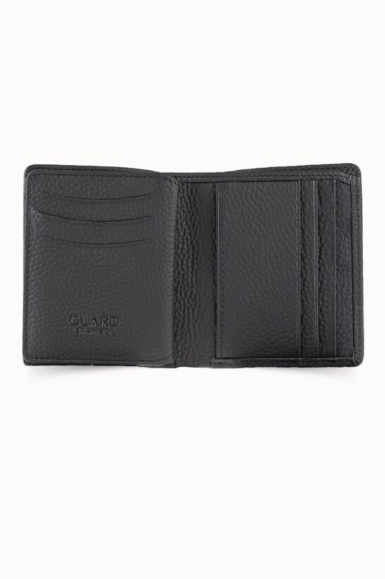 Guard Siyah Guti Mat Yatay Mini Cüzdan
