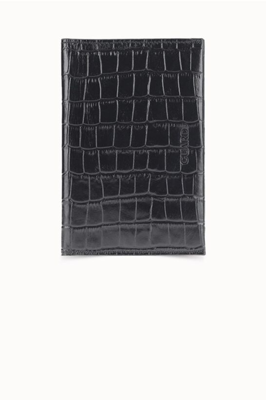 Guard Croco Baskılı Siyah Pasaport Kılıfı