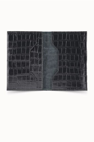 Guard - Guard Croco Baskılı Siyah Pasaport Kılıfı (1)
