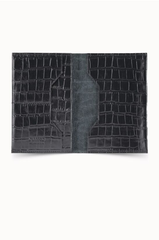 Guard Croco Baskılı Siyah Pasaport Kılıfı