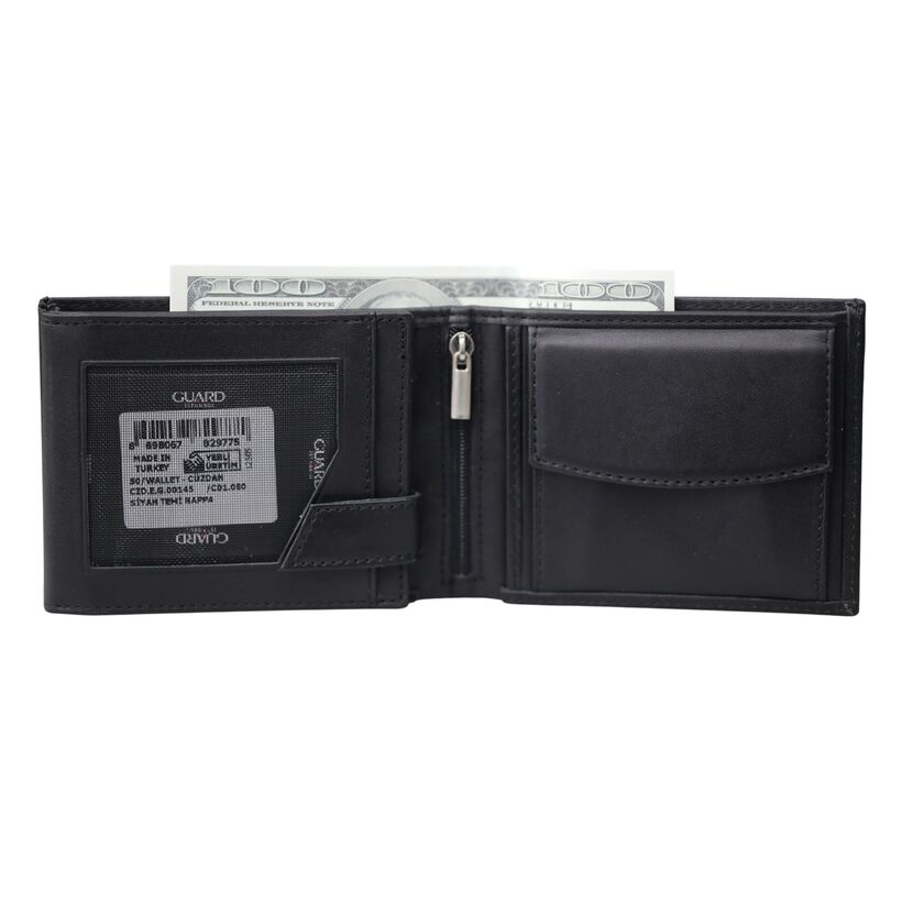 Guard Siyah Temi Bozuk Para Bölmeli Deri Erkek Cüzdanı