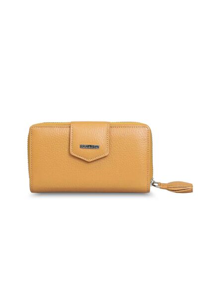 Guard Small Size Mustard Yellow Leather Women's Wallet - Thumbnail