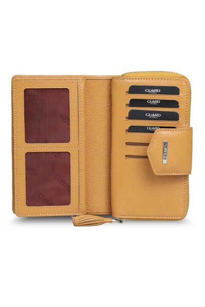 Guard Small Size Mustard Yellow Leather Women's Wallet - Thumbnail