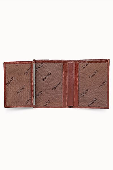 Guard Slim Tan Vertical Leather Men's Wallet - Thumbnail